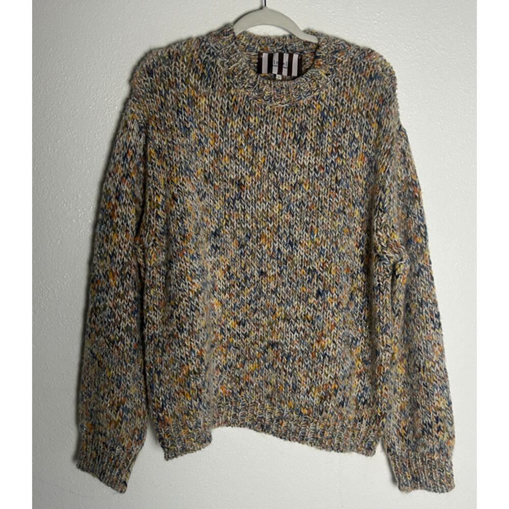 Tinsels Gold Speck Orange Yellow Blue Tight Knit Sweater Size Medium Retail $234